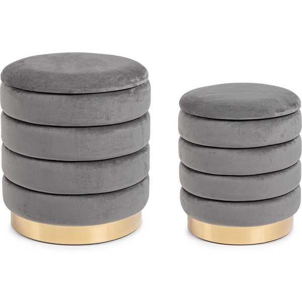 Image of Pouf mit Stauraum Darina Grau 36x38 (2er-Set) Pouf mit Stauraum Darina Grau 36x38 (2er-Set)