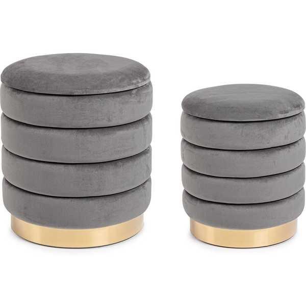 mutoni Pouf de rangement Darina Gris 36x38 (lot de 2)  