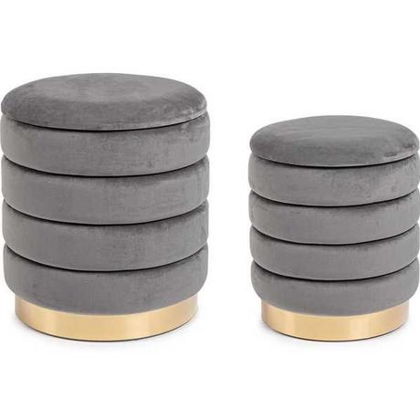 mutoni Pouf de rangement Darina Gris 36x38 (lot de 2)  