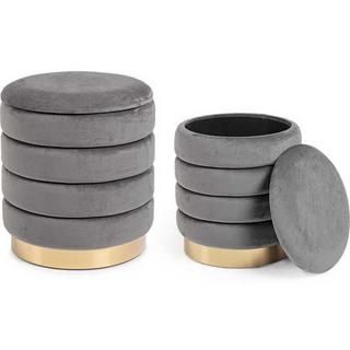 mutoni Pouf de rangement Darina Gris 36x38 (lot de 2)  