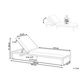 Beliani Lettino Prendisole con Cuscino en Alluminio Moderno LARIANO  