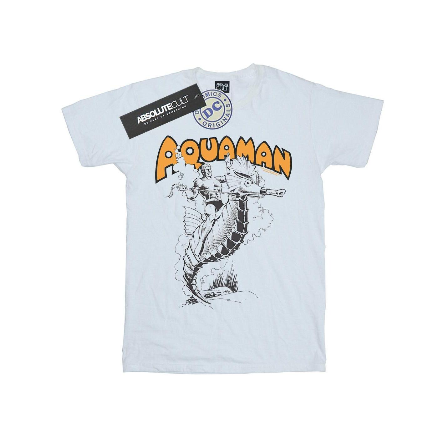 Image of Aquaman Mono Action Pose Tshirt Damen Weiss 5XL