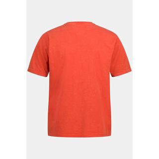 JP1880  T-shirt dal look vintage con applicazioni, scollo a girocollo e mezze maniche arancione scuro 