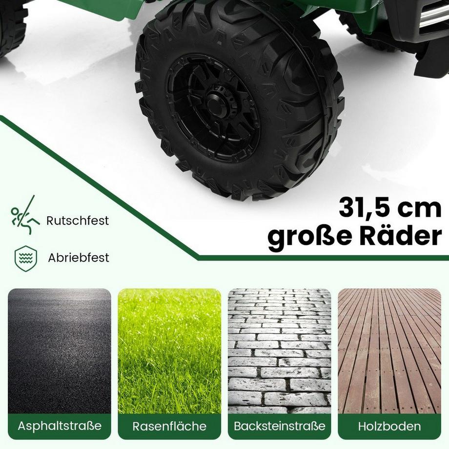 Northio  24V 2 Sitzer Kinder Elektroauto mit Fernbedienung & Musik & Hupe & LED-Leuchten Kinderauto Grün 