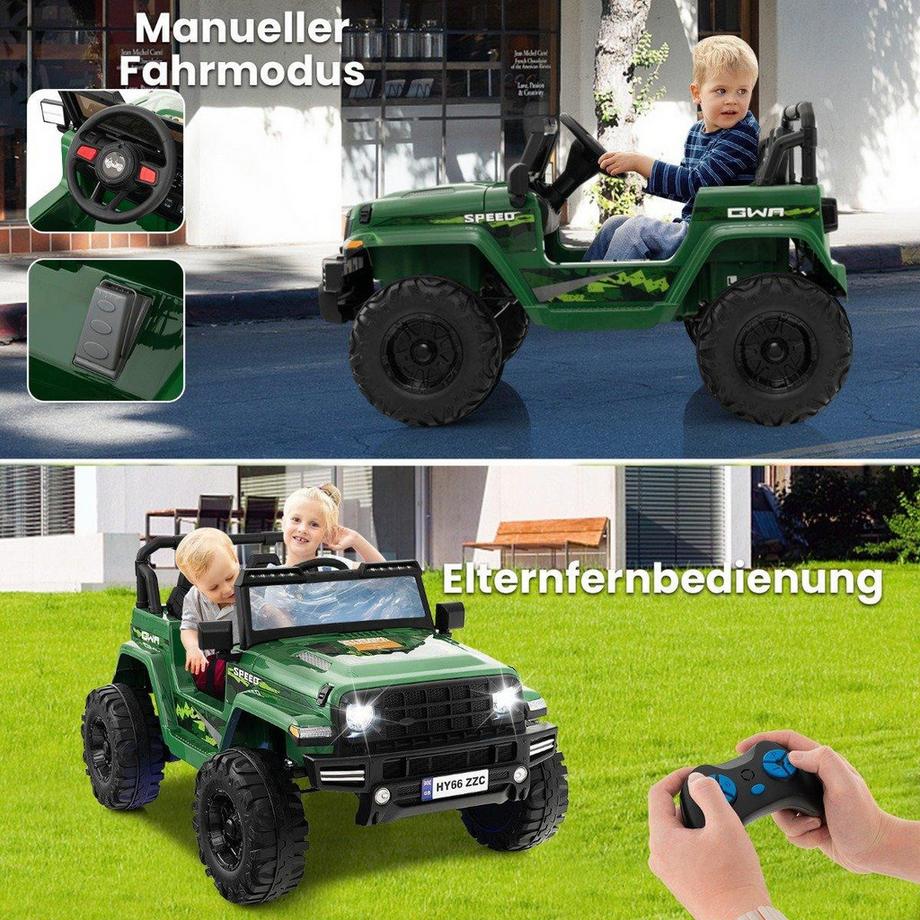 Northio  24V 2 Sitzer Kinder Elektroauto mit Fernbedienung & Musik & Hupe & LED-Leuchten Kinderauto Grün 