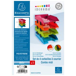 Exacompta Set de 4 corbeilles-à-courrier Combo Midi Iderama  