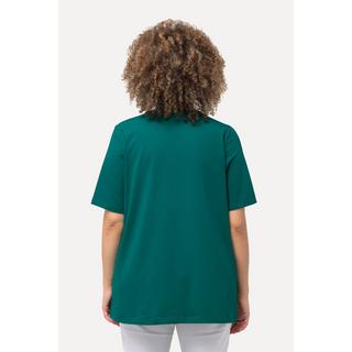 Ulla Popken  T-shirt dal taglio svasato con scollo a girocollo e mezze maniche 