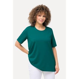 Ulla Popken  T-shirt en coton bio, coupe évasée, col rond et manches courtes 