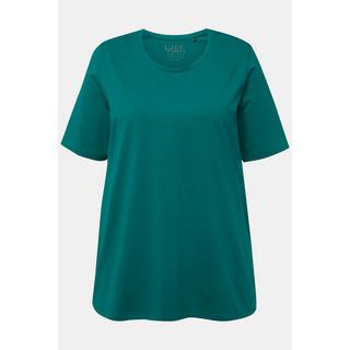 Ulla Popken  T-shirt en coton bio, coupe évasée, col rond et manches courtes 