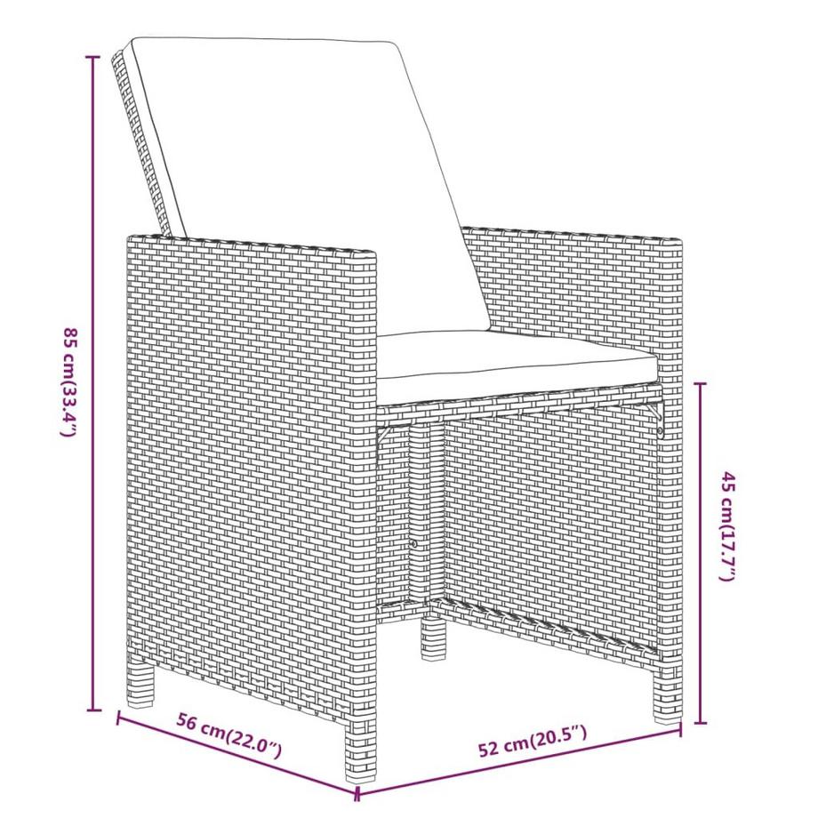 VidaXL set da pranzo per giardino Polirattan  