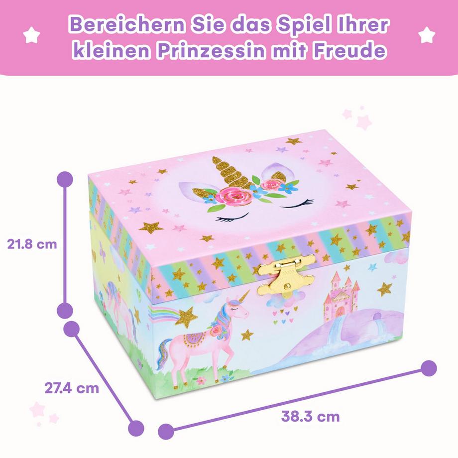 Only-bags.store  Boîte à bijoux musicale - design licorne avec figurine rotative et boîte à musique 