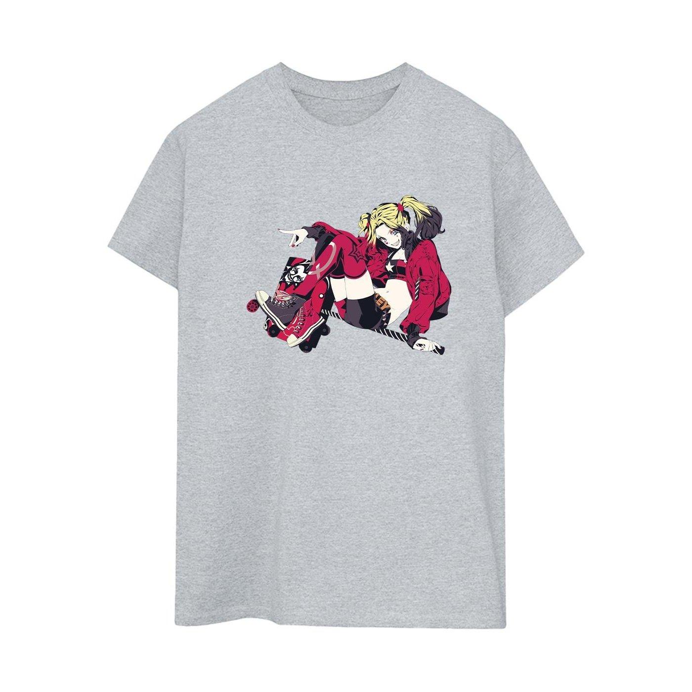 Image of Harley Quinn Rollerskates Tshirt Damen Grau XL