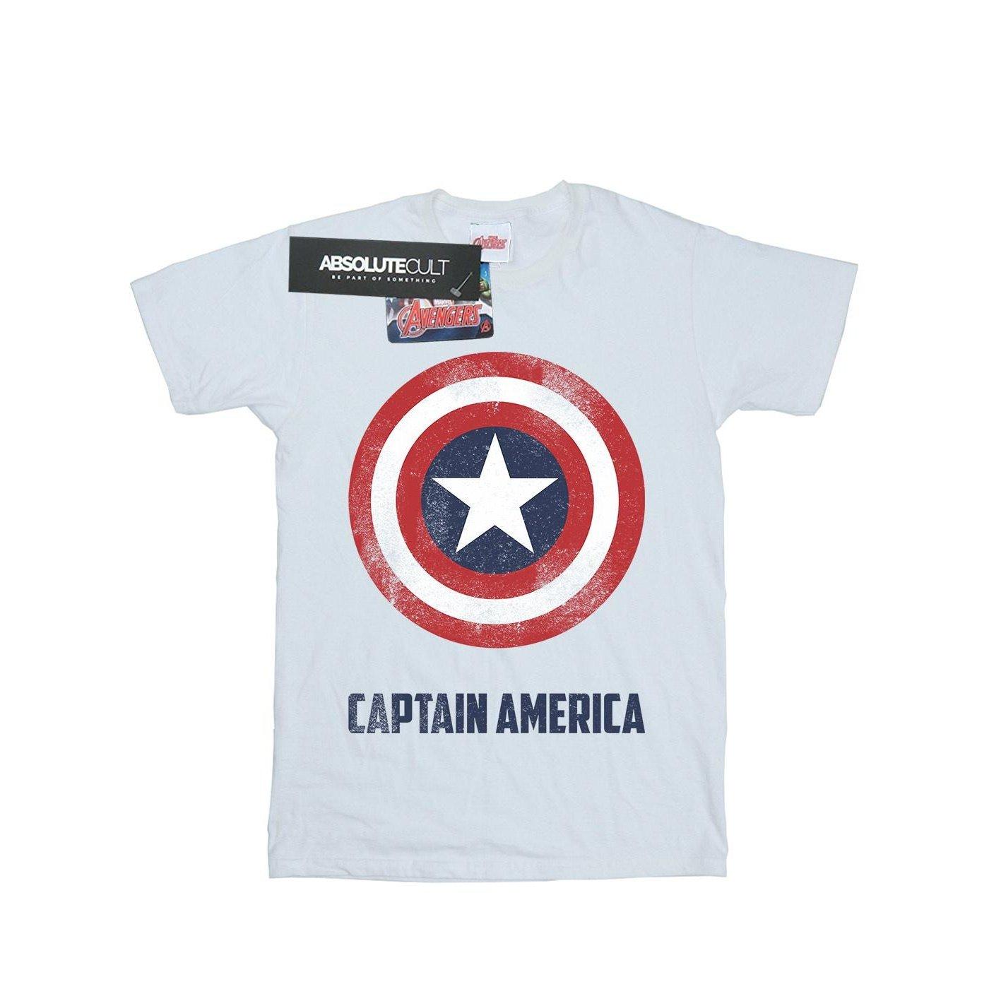 Image of Captain America Shield Text Tshirt Herren Weiss S