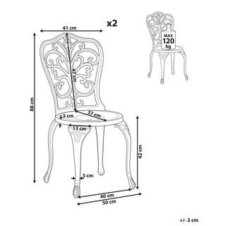 Beliani Lot de 2 chaises de jardin en Aluminium Rustique TRIORA  