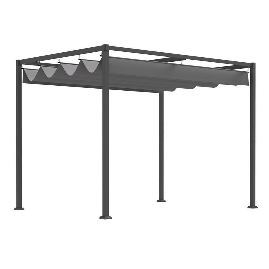 Northio  Pergola Pavillon Terrassenüberdachung mit Schiebedach 298 x 213 x 221 cm, Grau, wetterfestes Polyester für Garten & Terrasse 