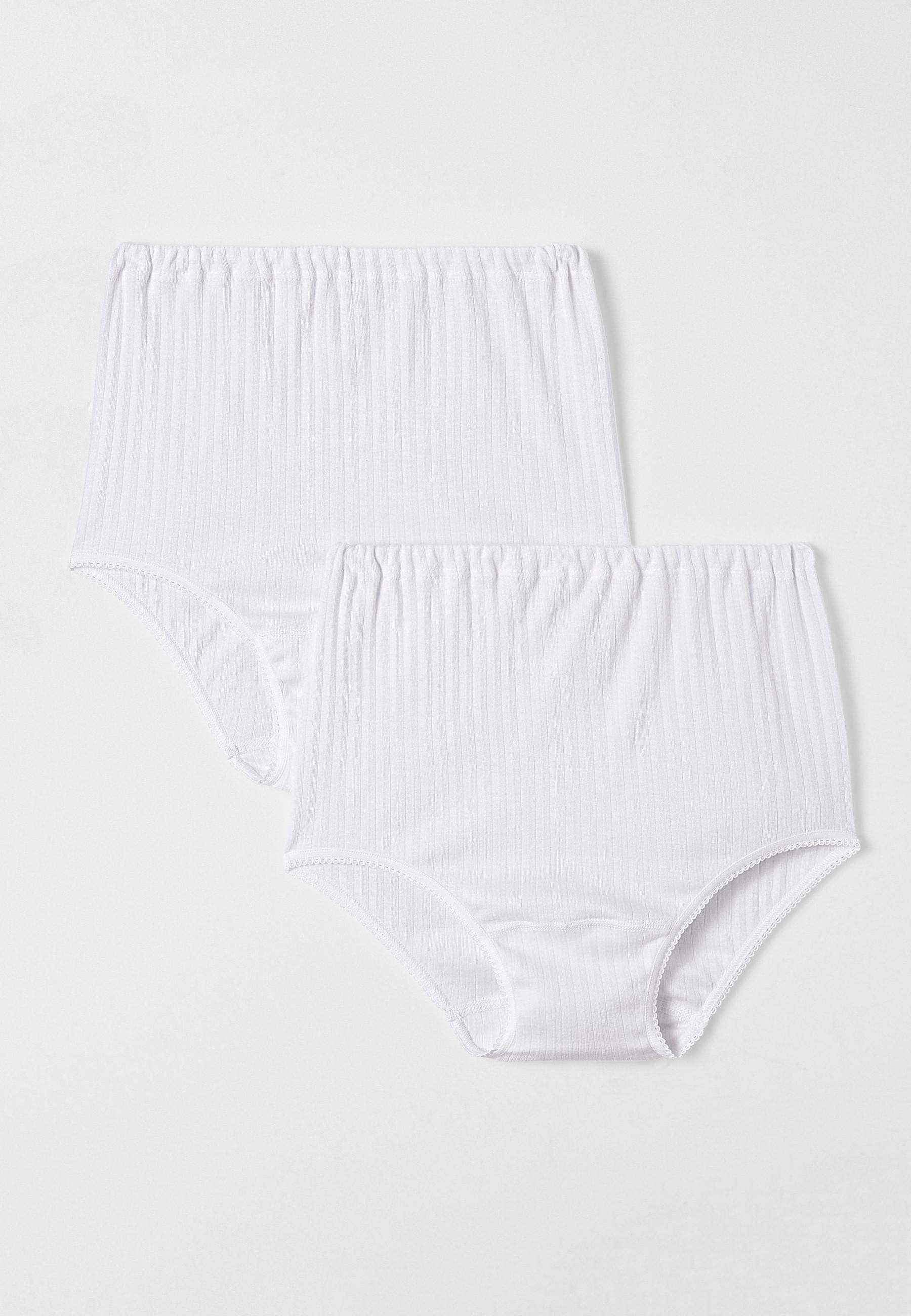 Image of 2er-pack Baumwollslips In Interlock-rippstrick. Damen Weiss 42/44