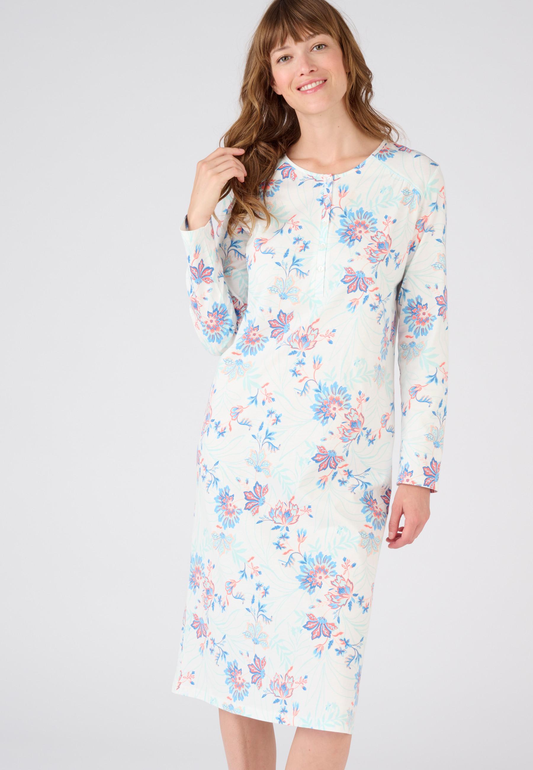 Image of Nachthemd Aus Reinem, Gekämmtem Baumwolljersey. Damen Blau 34/36