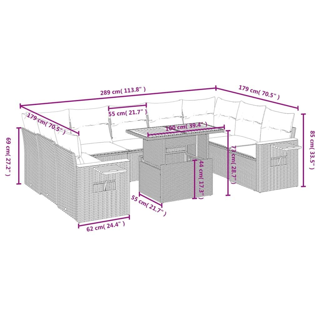 VidaXL Ensemble de canapés de jardin rotin synthétique  