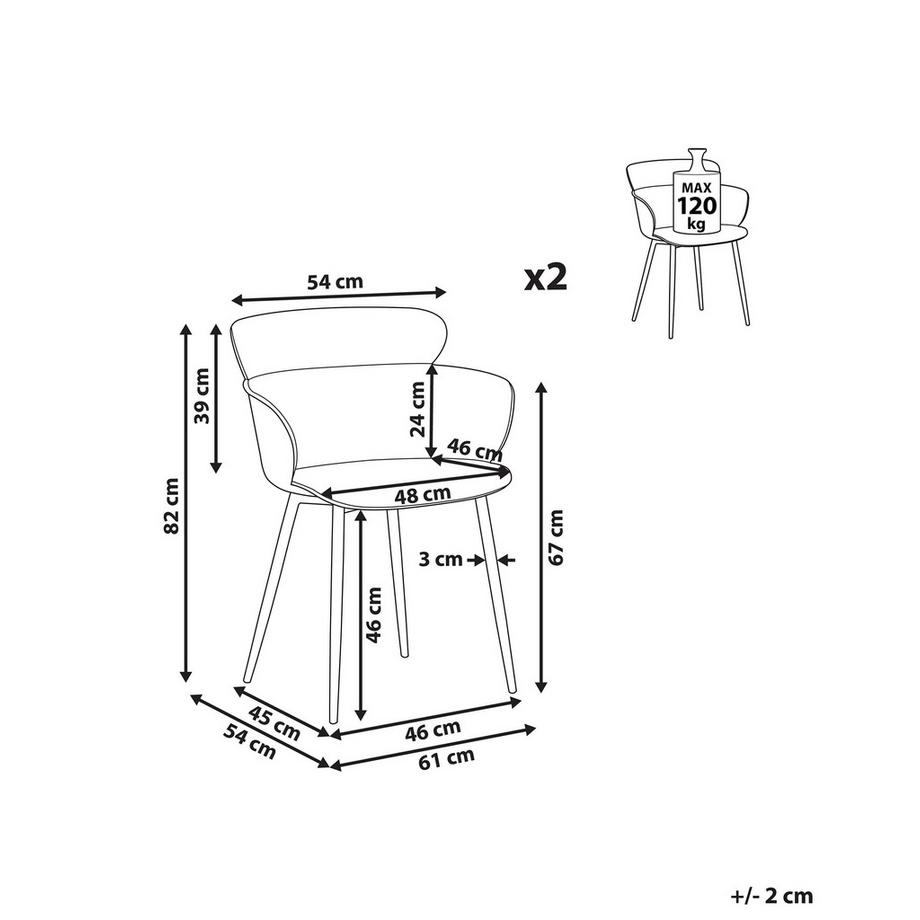 Beliani Lot de 2 chaises de salle à manger en Matière synthétique Moderne SUMKLEY  