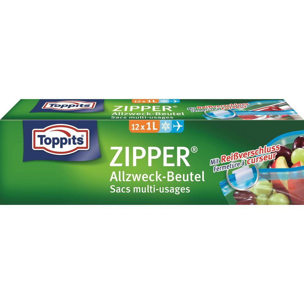 Toppits  Allzweckbeutel Zipper 12Stück 1Liter 20x15cm 