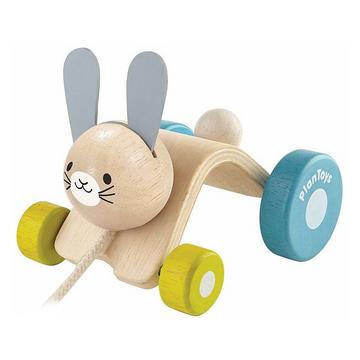 Plan Toys houten trekfiguur huppelend konijn