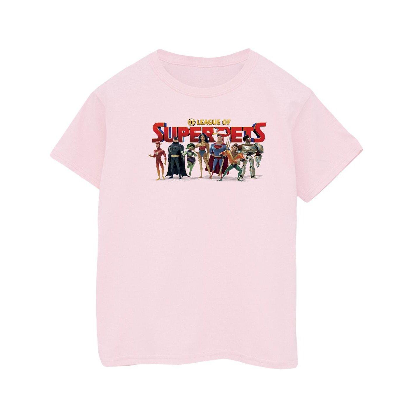 Image of Dc League Of Superpets Group Logo Tshirt Jungen Pink 104