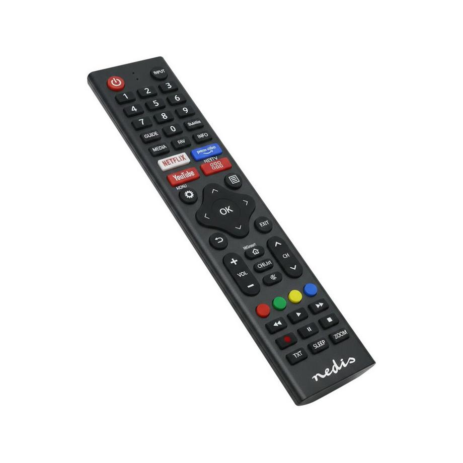 Nedis  Remote de remplacement | Convient pour: Hi-Sense | Pré-programmé | 1 appareil | Amazon Prime / Disney + Button / Netflix Button / Rakuten TV Button | Infrarouge | Noir 
