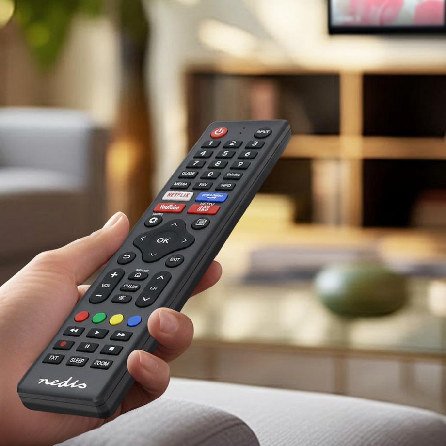 Nedis  Remote de remplacement | Convient pour: Hi-Sense | Pré-programmé | 1 appareil | Amazon Prime / Disney + Button / Netflix Button / Rakuten TV Button | Infrarouge | Noir 
