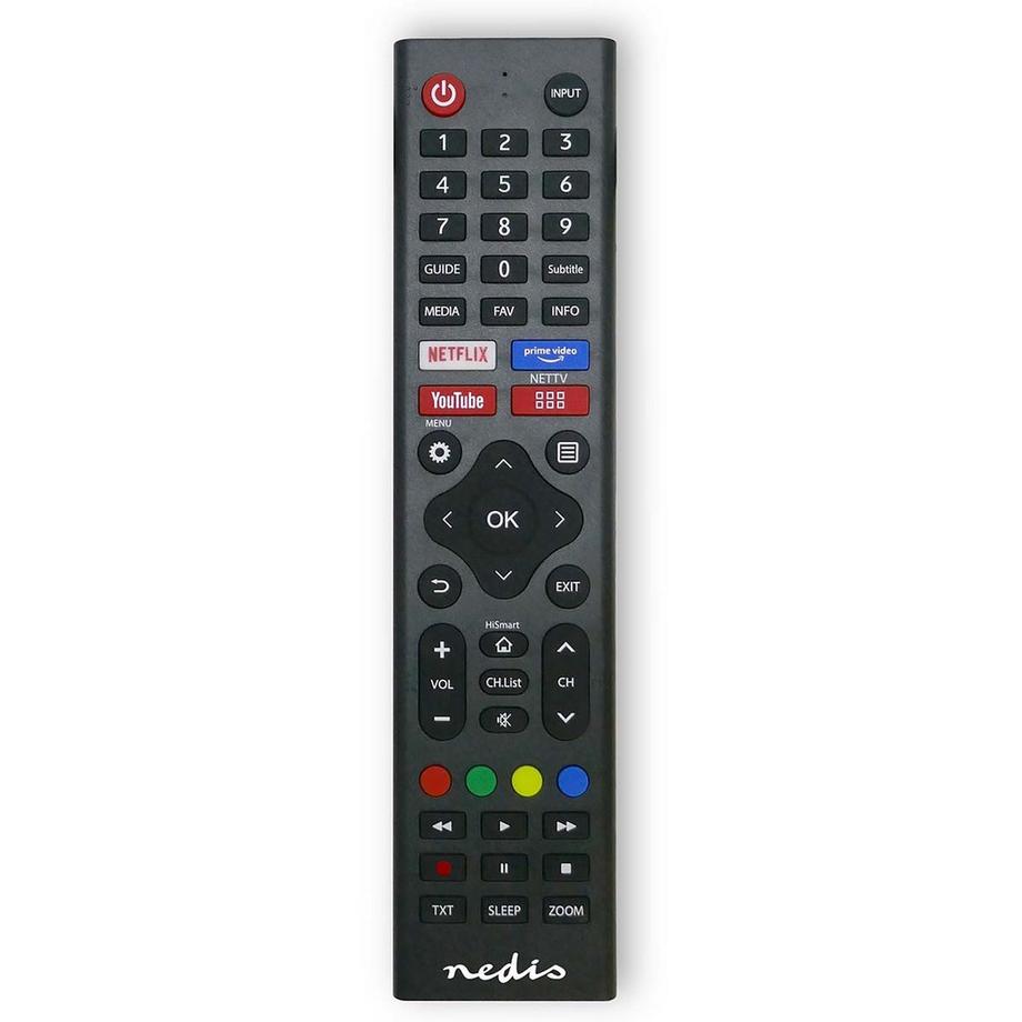 Remote de remplacement | Convient pour: Hi-Sense | Pré-programmé | 1 appareil | Amazon Prime / Disney + Button / Netflix Button / Rakuten TV Button | Infrarouge | Noir
