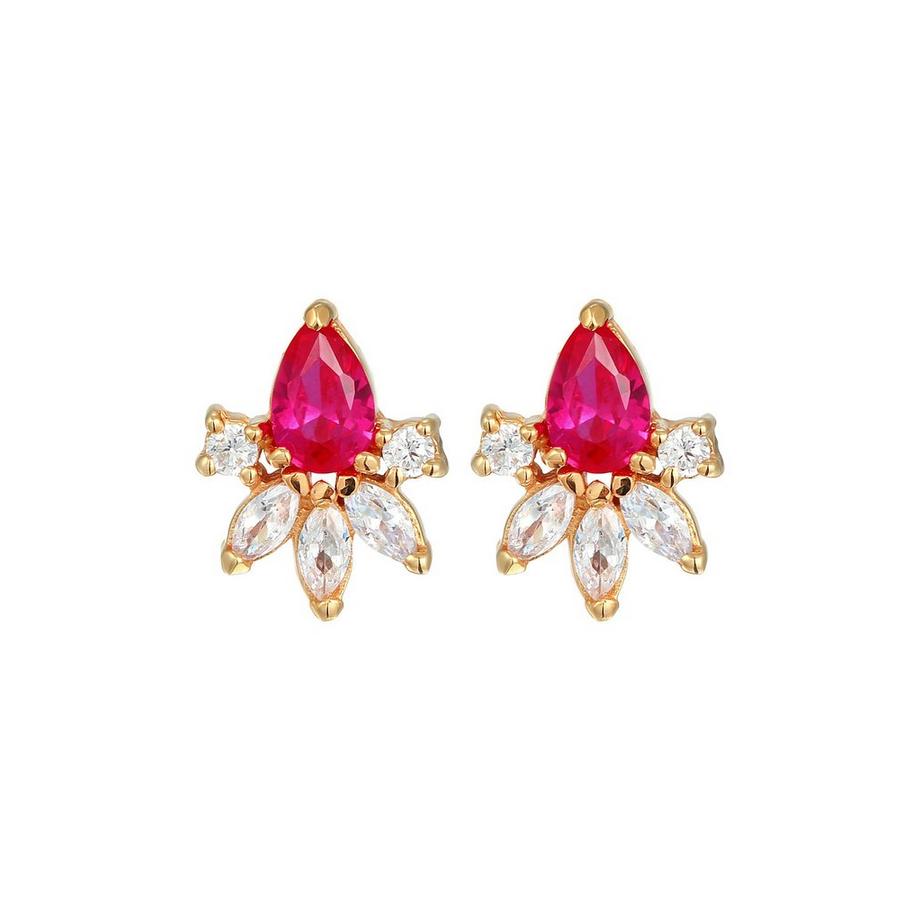 Elli  Ohrringe Elli Ohrringe Zirkonia Synthetischer Rubin 925 Silber Vergoldet 