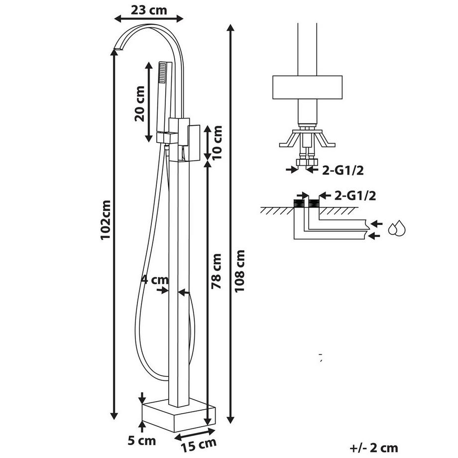 Beliani Robinet de baignoire autoportante en Laiton Moderne RIBBON  