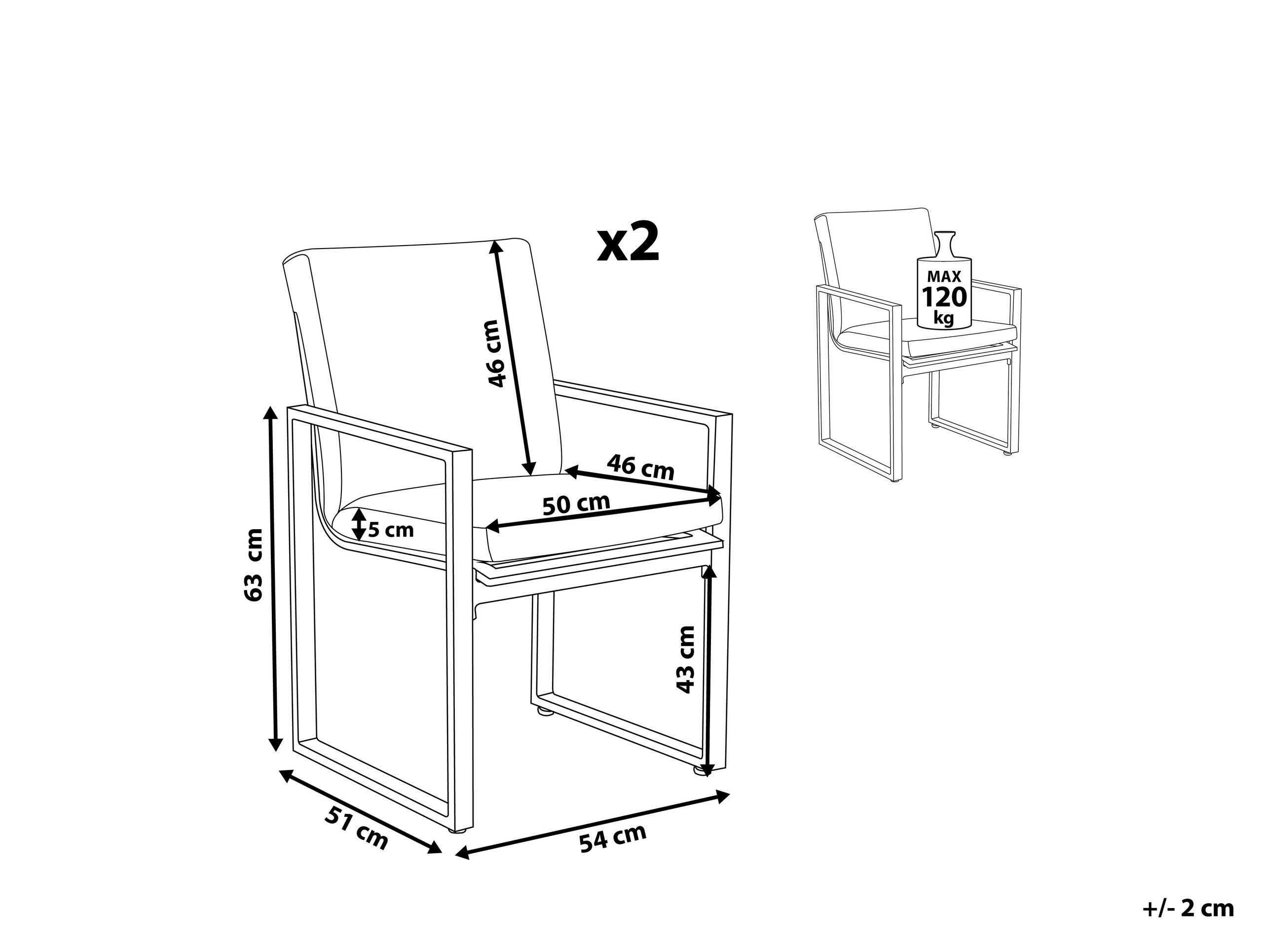Beliani Set di 2 sedie da giardino con cuscini en Tessuto Moderno PANCOLE  