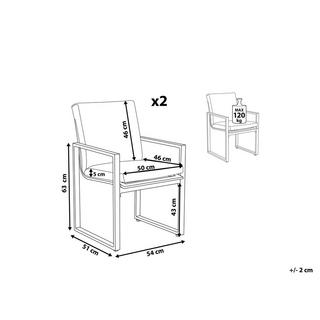 Beliani Set di 2 sedie da giardino con cuscini en Tessuto Moderno PANCOLE  