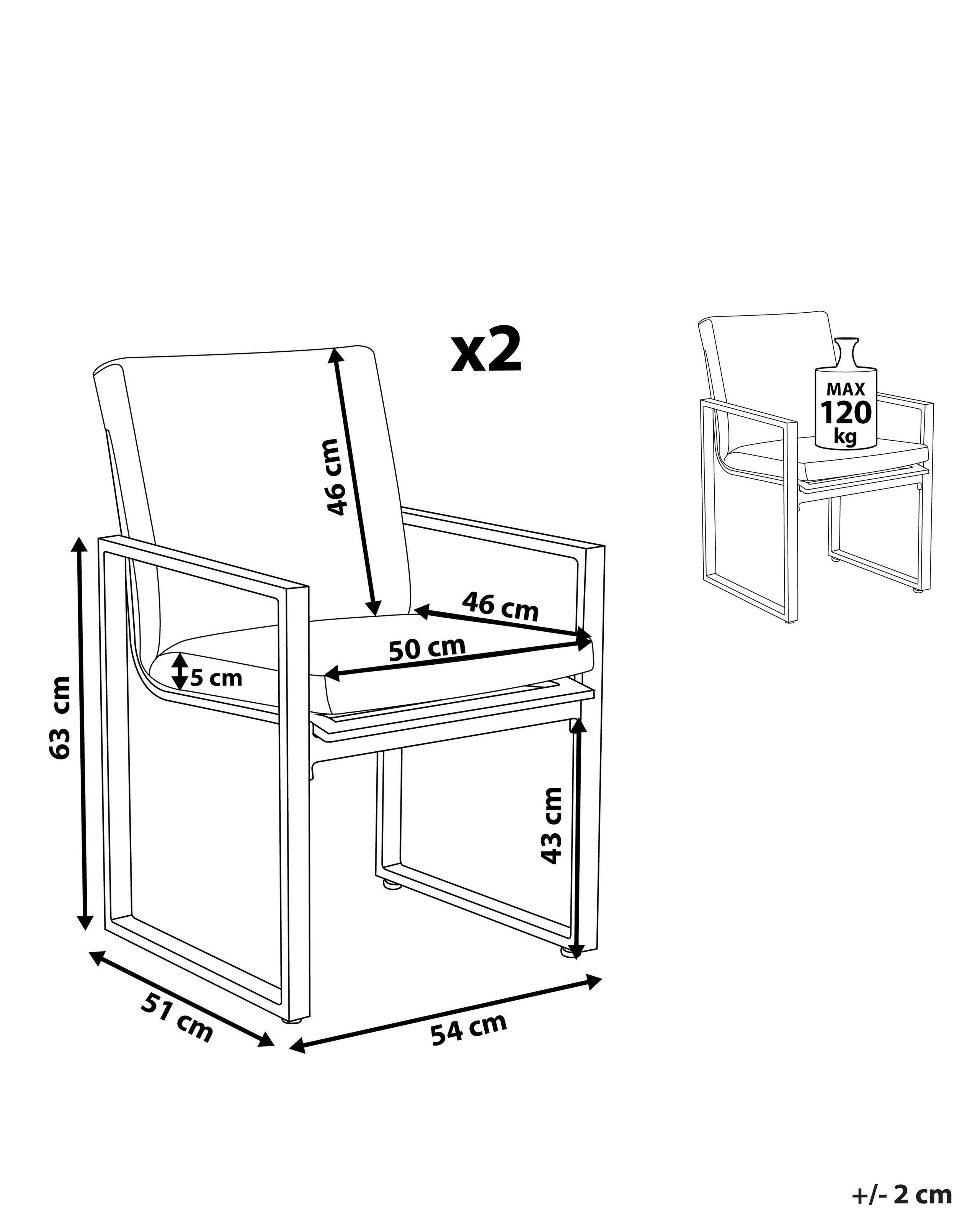 Beliani Lot de 2 chaises de jardin avec coussins en Polyester Moderne PANCOLE  