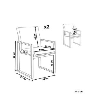 Beliani Set di 2 sedie da giardino con cuscini en Poliestere Moderno PANCOLE  