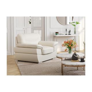 Vente-unique Couchgarnitur Leder 3+1 Elfenbein THIBAULT  