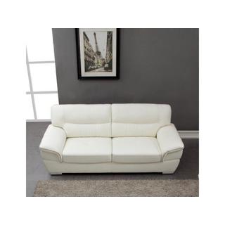 Vente-unique Couchgarnitur Leder 3+1 Elfenbein THIBAULT  