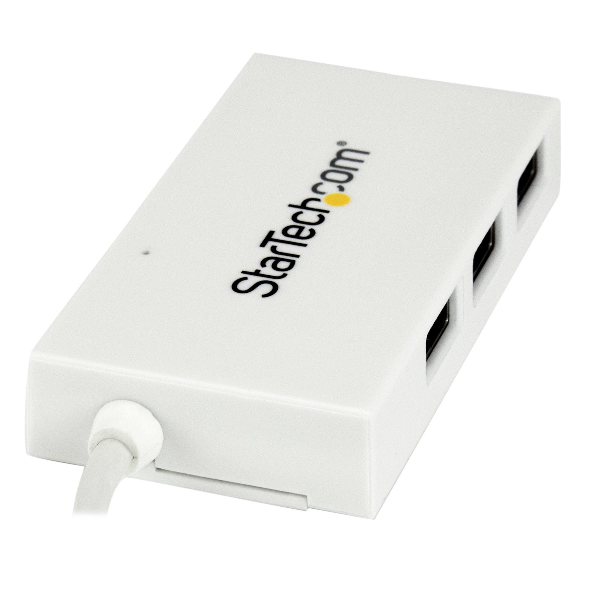 STARTECH.COM  4 Port USB-C Hub mit 1x USB-C- und 3x USB-A Anschlüssen (SuperSpeed 5 Gbit/s) - USB-Bus-Stromversorgung - Tragbarer Laptop USB 3.0 Adapter Hub - USB 3.2 Gen 1 (5Gbps) Typ C-Hub - Weiß 