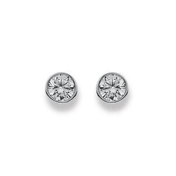 Clous d'oreilles or blanc 750 Zircone 7mm