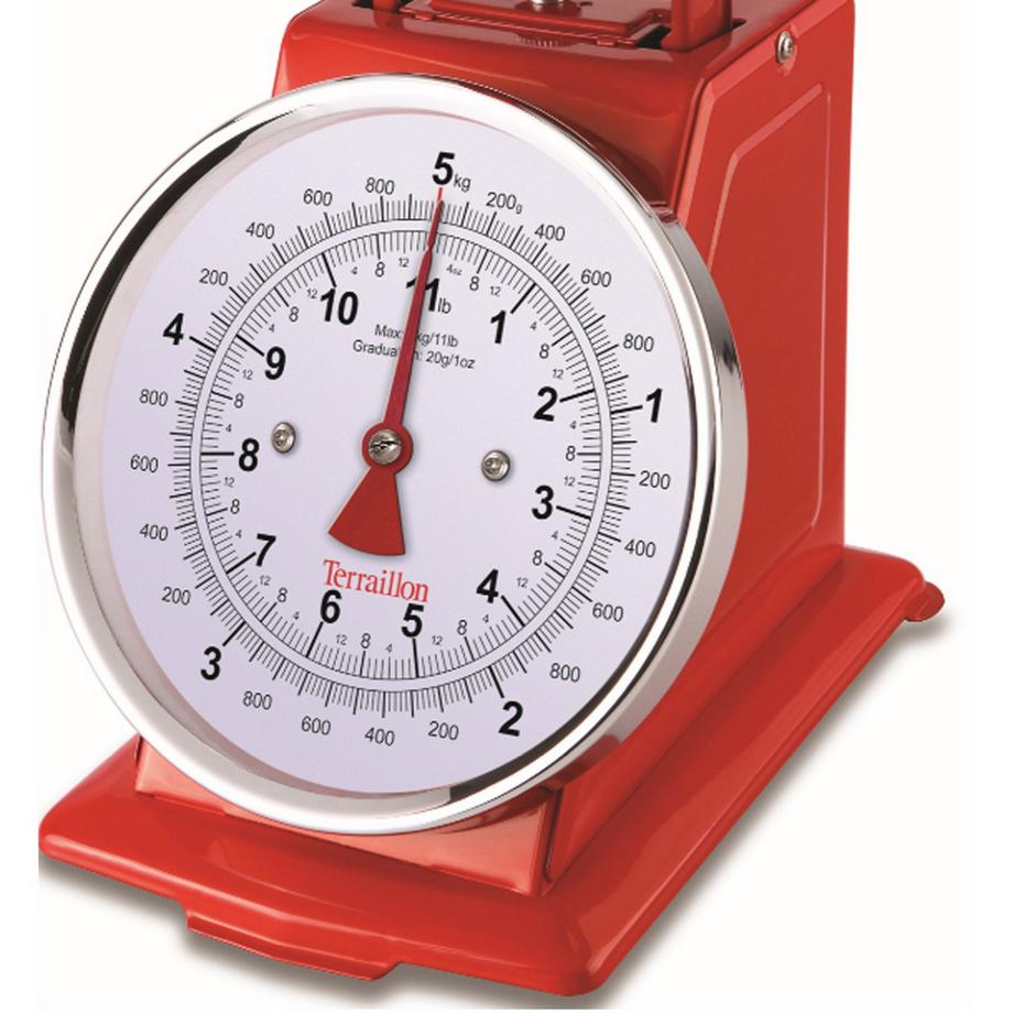 Terraillon Bilancia da cucina Tradition 500 Dual Red ciotola 1L, 5 kg  