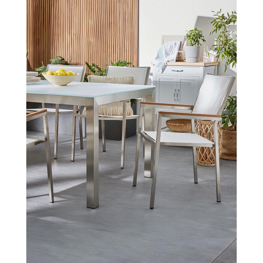 Beliani Gartenstuhl 4er Set aus Edelstahl Modern GROSSETO  