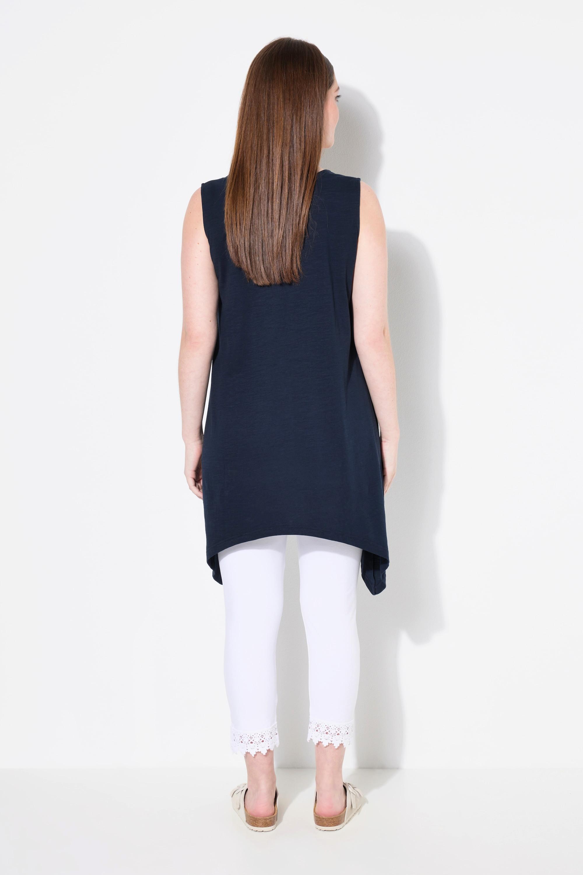 Ulla Popken Top smanicato scollo a V con orlo asimmetrico  