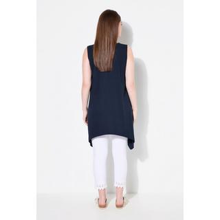 Ulla Popken Top smanicato scollo a V con orlo asimmetrico  