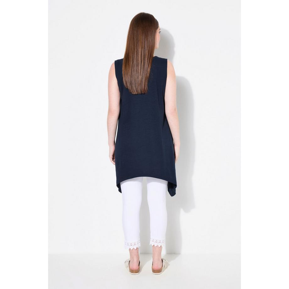Ulla Popken Débardeur col en V sans manches avec ourlet asymétrique  