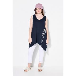 Ulla Popken Top smanicato scollo a V con orlo asimmetrico  