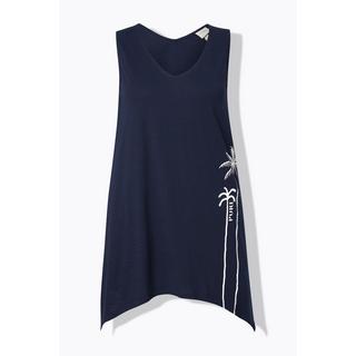 Ulla Popken Top smanicato scollo a V con orlo asimmetrico  