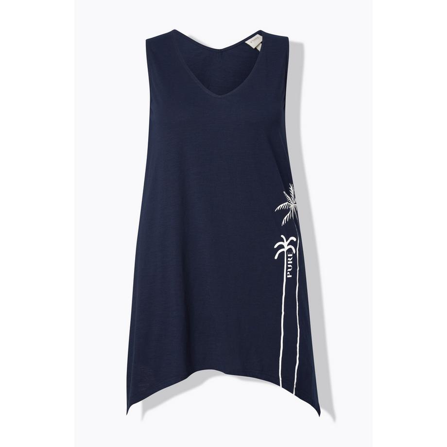 Ulla Popken Débardeur col en V sans manches avec ourlet asymétrique  