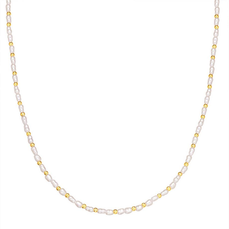 Kette Edelstahl gelbgold Perle (synth.)