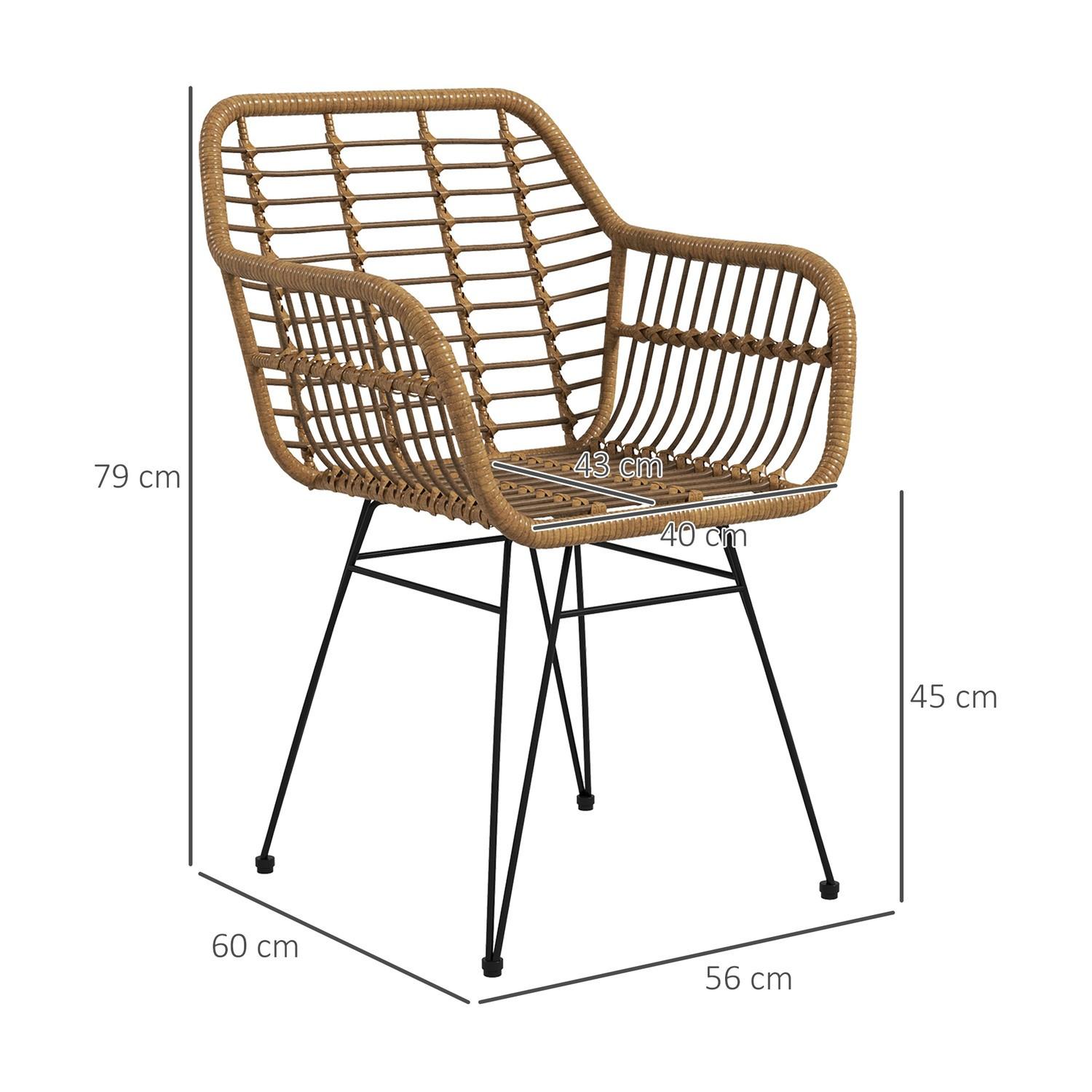 Northio Chaises de salle à manger lot de 2 chaises de salle à manger avec dossier chaises de cuisine aspect rat chaise de salon en acier marron clair  