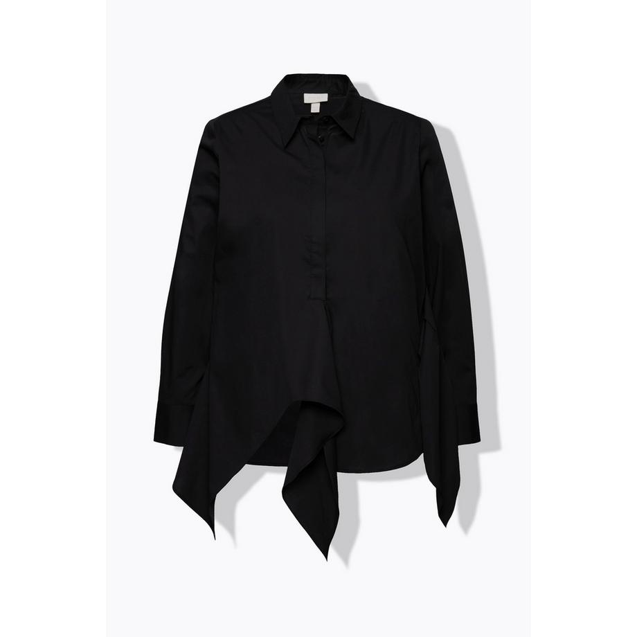 Ulla Popken Blusa Drapé Collo Camicia Maniche Lunghe Cotone Biologico  